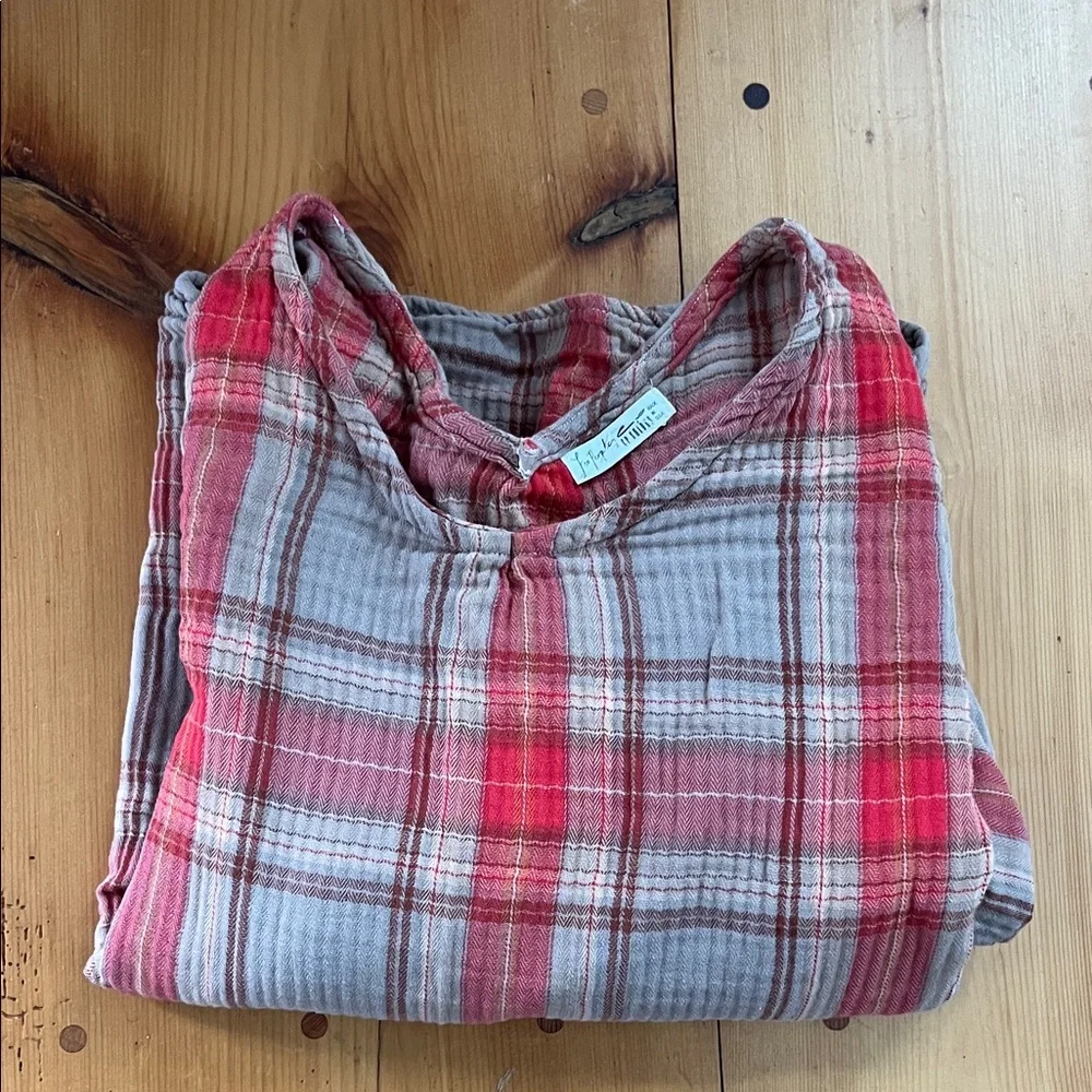 CP Shades Red and Tan Plaid Top Free People - Picture 5 of 6